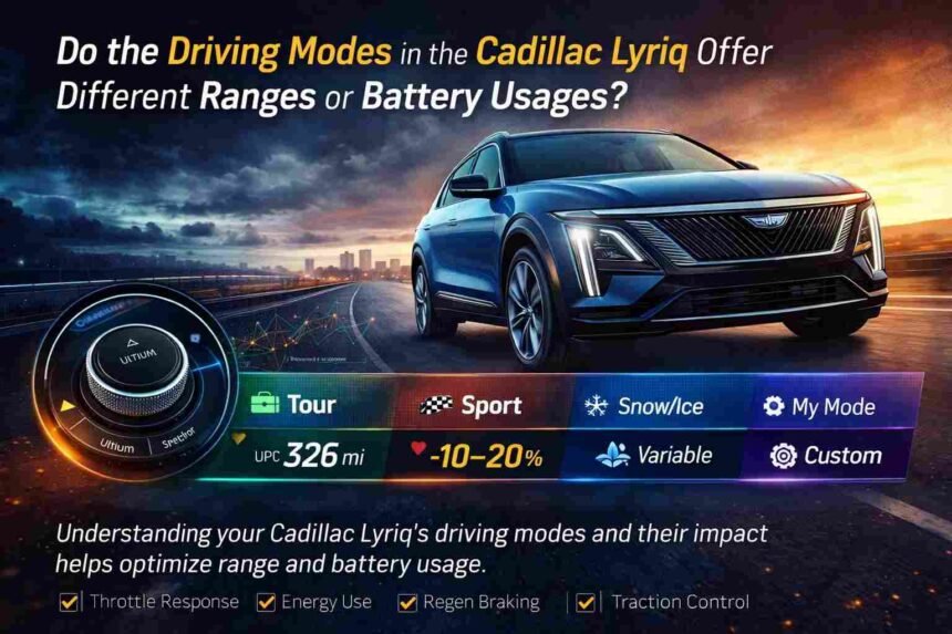 Do the Driving Modes in the Cadillac Lyriq Offer Different Ranges or Battery Usages