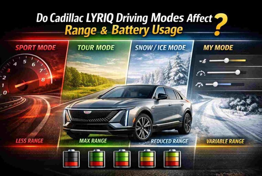 Do the Driving Modes in Cadillac LYRIQ Offer Different Ranges or Battery Usages?