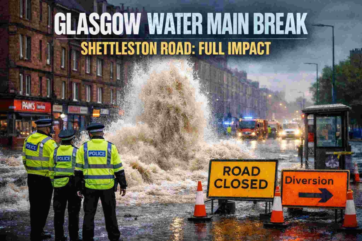 Glasgow Water Main Break Shettleston Road