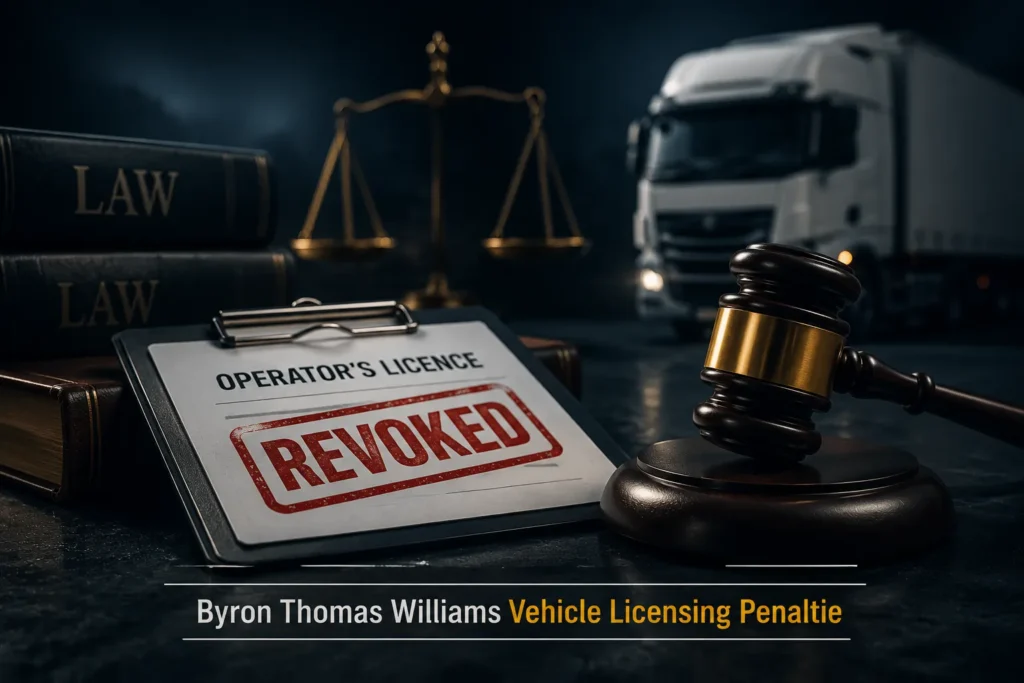 Byron Thomas Williams vehicle licensing penalties